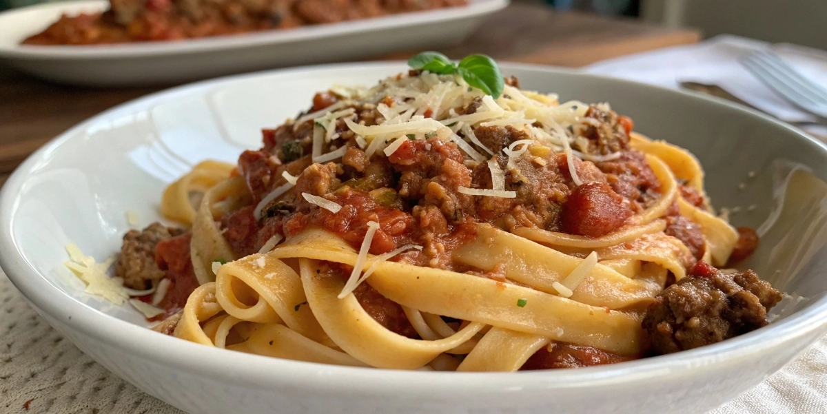 Easy slow cooker pasta with beef